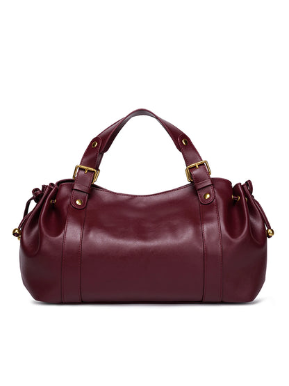 Women's Minimalist Leather Boston Bag