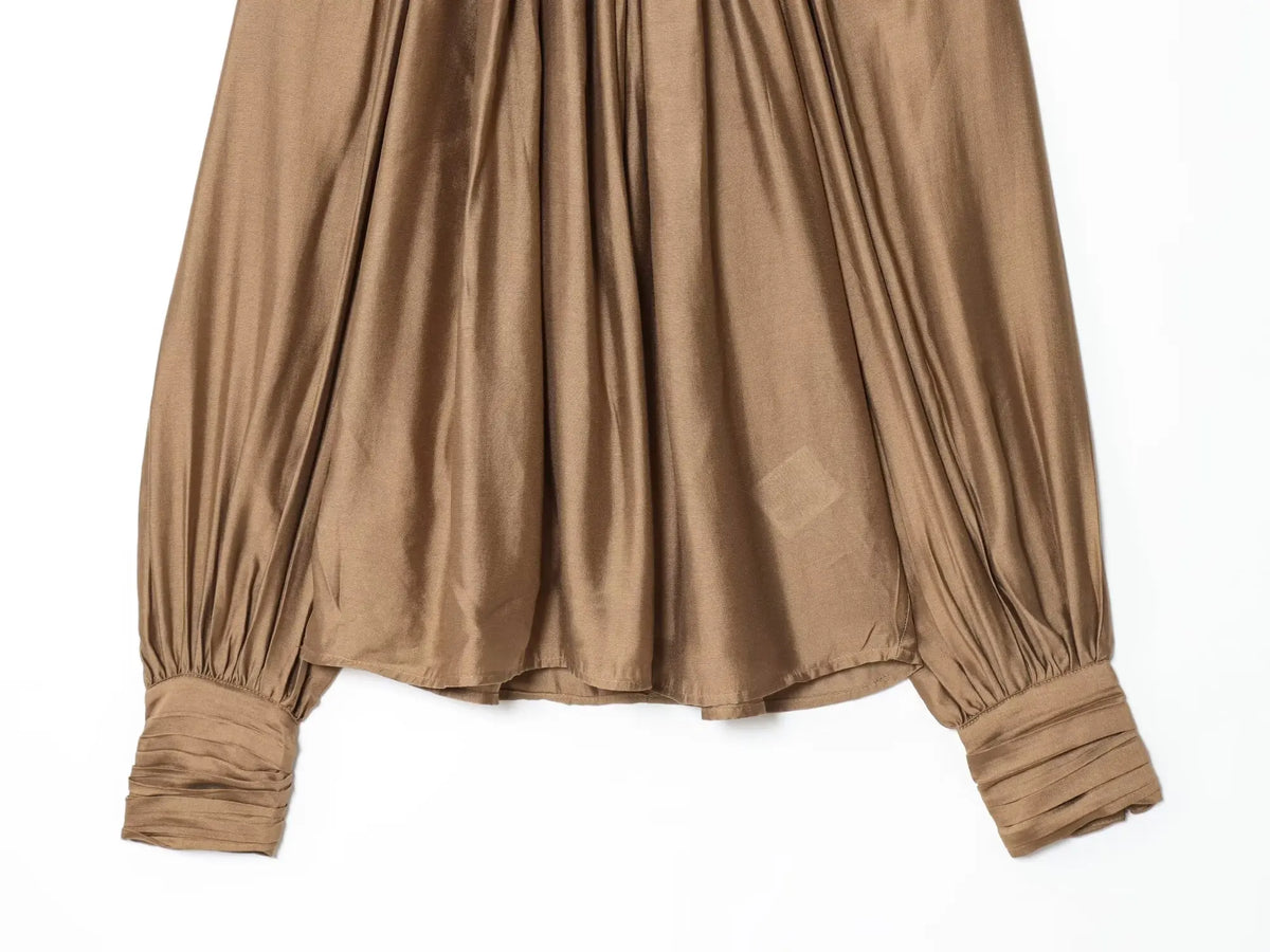 Women's Stand Collar Long Sleeve Blouse