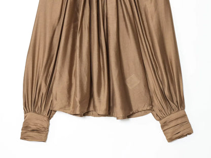 Women's Stand Collar Long Sleeve Blouse